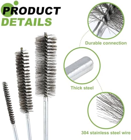 HARFINGTON 6pcs Wire Bore Brush Set 8 Inch Length 1.1 Inch Shank Stainless Steel Bristles Cleaning Brush for Clean Car Part Tube Kitchen Garage - Image 4