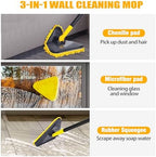 Newly Upgraded Wall Mop with 82 Inches Long Handle, 180° Folding Wall Cleaner Triangle Mop with Squeegee, 3-in-1 Ceiling Cleaning Tool with 6 Replacement Pads for Wall, Baseboards, Ceiling, Floor - Image 4