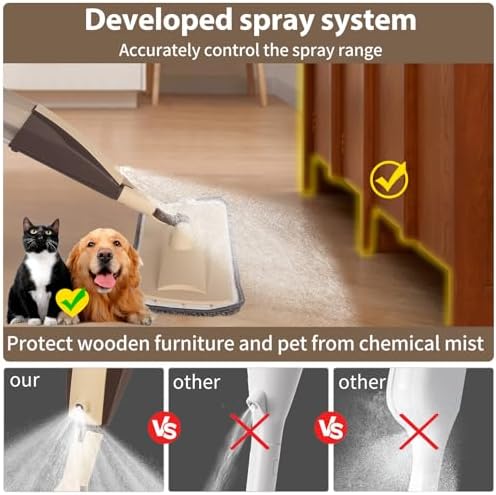 Wet Spray Mop for Floor Cleaning with 14 oz Bottle & 3 Microfiber Pads - Image 2