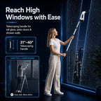 Window Vacuum Squeegee with Long Handle, Cordless Window Vacuum Cleaner, Electric Window Cleaner and Shower Glass Cleaner for Mirrors, High Windows, Tiles, Car Windows, 3000Pa, Type-C(Black) - Image 2