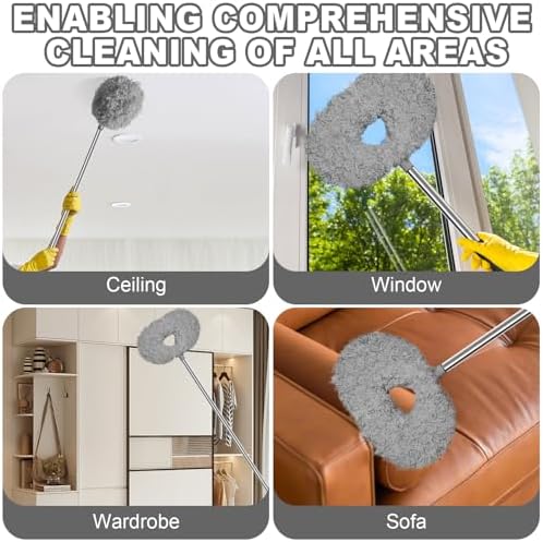 Eunice Ceiling Fan Cleaner Duster with Extension Pole,Grey 7FT - Image 4