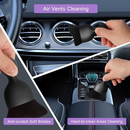 Qydipclin 10pcs Windshield Cleaner Tool, Car Window Cleaning Wash Kit with 4 Reusable Microfiber Pads 1 Spray Bottle and Extendable Handle Auto Glass Wiper Kit, Purple - Image 7