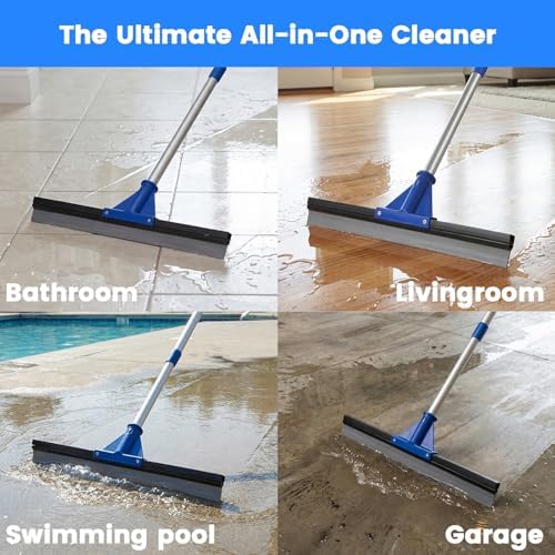 Floor Squeegee for Concrete Floor, 17.5" Heavy Duty Squeegee Broom for Floor, Commercial Scrubber Mop with Extendable Long Handle, Bathroom Tile Shower Glass Window - Image 6