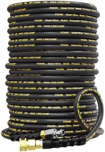 Pressure Washer Hose 100ft with 3/8'' Swivel Quick Connector, 4500PSI by POHIR