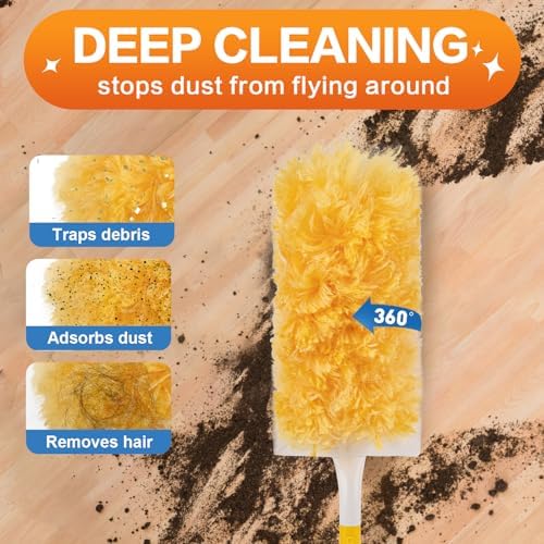 Heavy Duty Duster Refills, Unscented Disposable Dusters Kit for Cleaning Dusting Furniture Blind Ceiling Fan, Multi Surface 360 Feather Duster(25) (Pack of 2) - Image 2