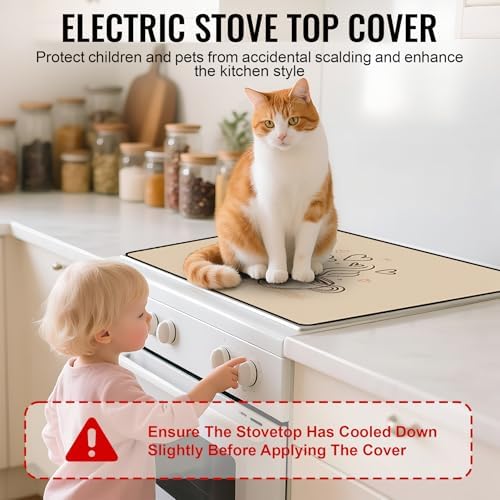 NYZE Wood Coffee Stove Cover for Electric Stove Top 28x20 Inch Stovetop Mat - Image 4
