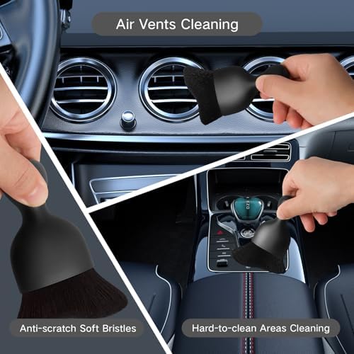 Qydipclin 10pcs Windshield Cleaner Tool, Car Window Cleaning Wash Kit with 4 Reusable Microfiber Pads 1 Spray Bottle and Extendable Handle Auto Glass Wiper Kit, Blue&Gray - Image 7