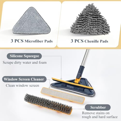 Baseboard Cleaner Tool with 78" Long Handle, 5-in-1 Wall Mop 6 Pads - Image 2
