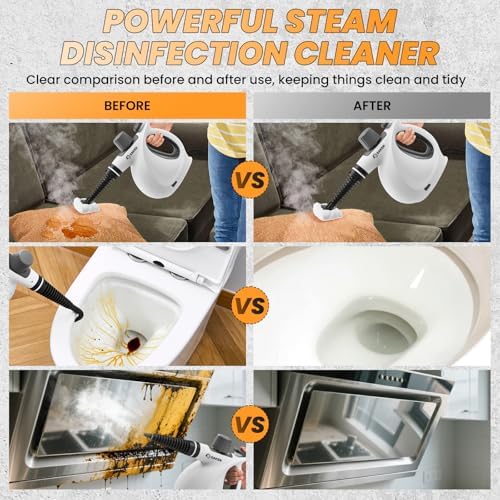 Saker Handheld Steam Cleaner New,Portable Steam Cleaner for Home,1050W Steam Cleaner,8 Fiber Cloths for Quick Heating & Deep Cleaning of Floors, Cars, and Kitchen - Image 3