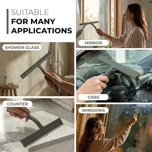 GÜTEWERK Silicone Shower Squeegee with 3-in-1 No-Drill Mount, Green, 11'' - Image 6