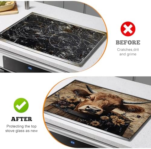 Stove Top Covers for Electric Stove: 30''×21'' Stove Mat Protective Cooktop Cover Expands Counter Area, Kitchen (Cow) - Image 5