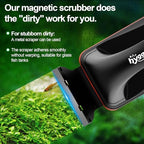 hygger Magnetic Aquarium Fish Tank Glass Cleaner,Detachable Dual-Blades Brush Tool with Floating Scrubber, Double Side Magnetic Scraper for 0.2-0.4 Inch Thick Glass Aquariums Tank (M) - Image 2