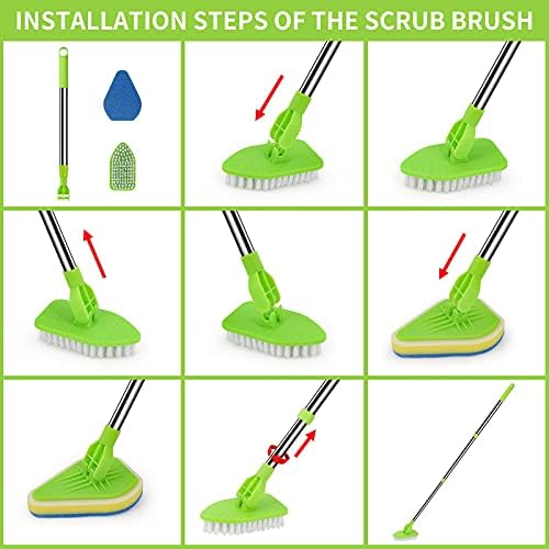 Extendable Scrub Cleaning Brush with Long Handle 35'' - Floor Scrubber - Image 5