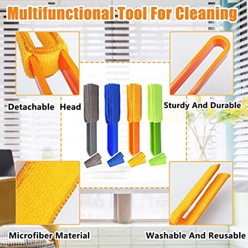 4 Pack Microfiber Blinds Duster, 4 Removable and Washable Sleeves, Cleaner for Window Blinds, Air Conditioner Vents, Fans, Car Vents - Image 4
