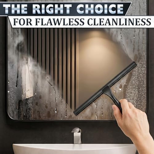 Stainless Steel Shower Squeegee, Glass, Silicone, 12 Inch (Black) - Image 4