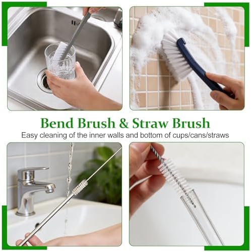 19Pcs Crevice Cleaning Brush Set,Hard Bristle Gap Scrub Tools - Image 2