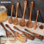 9 pcs Wooden Spatulas and Spoons for Cooking,Wooden Utensil Set - Image 4