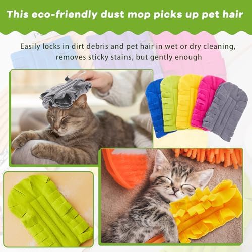 6 Pcs Reusable Duster Refills Washable Pads, Bright Color - Image 5