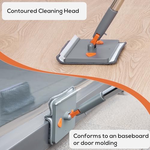 Base Board Cleaner Tool with Long Handle, Wall Cleaner Mop,10 Pads - Image 3