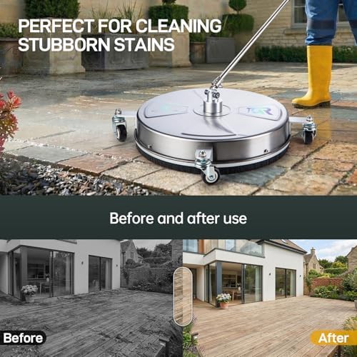 18" Pressure Washer Surface Cleaner with 4 Wheels, Surface Cleaner for Pressure Washer, 2 Extension Wands, 2 Replacement Nozzles, Power Washer Surface Cleaner for Concrete, Driveway - Image 2