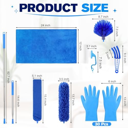 8 Pcs Microfiber Feather Duster Kit with Extension Pole - Image 2