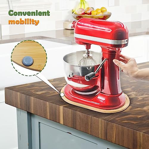 Bamboo Mixer Slider Compatible with Kitchen aid Bowl Lift 5-8 Qt Stand Mixer - Kitchen Countertop Storage Mover Sliding Caddy for Kitchen Aid 5-8 Qt Mixer - Image 6