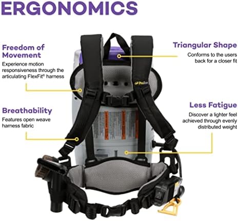 ProTeam Super Coach Pro 6 Backpack Vacuum Commercial with 2 Piece Wand Tool Kit, 6 Quart, Corded, 107308 - Image 3