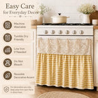 Vintage Oven Curtain Skirt for Farmhouse Kitchen Decor, Check Decorative Oven Door Curtain with Tie Top, Cottagecore Stove Handle Cover Skirt for Rustic Kitchen, Cabinet & Home Decor - Image 4