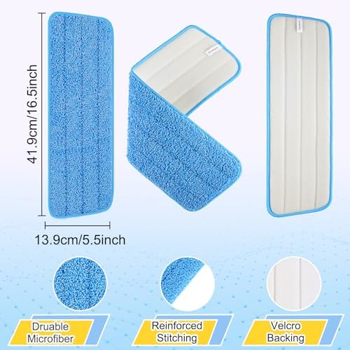 16.5 inch Reusable Mop Pads Microfiber Spray Mop Replacement Heads for Wet/Dry Mops Compatible with Bona Floor Care System (5 Pack) - Image 3