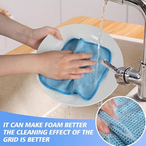 KinHwa Dish Cloths for Washing Dishes with Scrub Side, Microfiber Dish Rags - Image 2