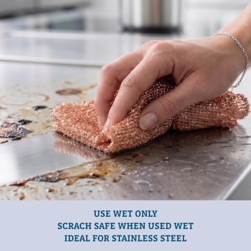Redecker Copper Cleaning Cloth, XL Size – Large Non-Scratch Scrubber for Pots, Pans, Grill & Kitchen Surfaces – Reusable Copper Cloth for Heavy Cleaning, Made in Netherlands - Image 2