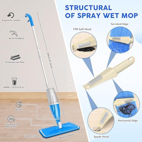 Spray Mop for Floors Cleaning: Hardwood Floor Mop Microfiber Wet Dust Mops - Image 3