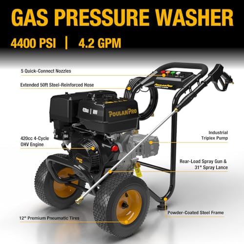 Poulan Pro 420cc Gas Pressure Washer, 4400 PSI & 4.2 GPM - Image 6