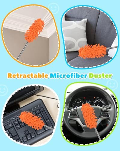 11 Pcs Blind Cleaner Duster Tool Kit – Mini & Window Blinds Cleaner Brush Set, Air Vent & Track Cleaning Tools, Window Groove & Sill Scrubber for Home, Car, AC, Sliding Doors - Yellow - Image 4