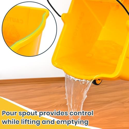 35 Qt Commercial Mop Bucket with Side Press Wringer on Wheels, Industrial Mop and Bucket Set with 6 Heavy Duty Mop Heads, Rectangular Janitorial Supplies for Restaurant, Hotel, School, Office & Home - Image 5