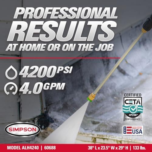 Simpson Aluminum Series 4200 PSI Gas Pressure Washer, 4.0 GPM, Honda GX390 - Image 2