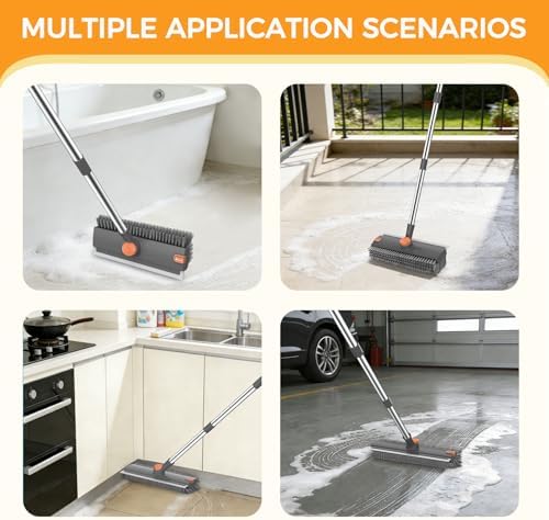 SetSail Floor Scrub Brush with 54in Adjustable Long Handle, Grey&Orange - Image 5