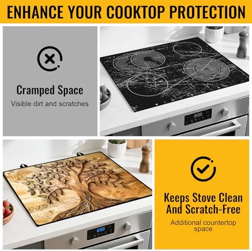 Stove Top Cover for Electric Stove,Glass Stove Top Cover, Heat Resistant Glass Cooktop Cover, Stovetop Protector, Kitchen Decor, Dish Drying Mats Cover for Ceramic Washer Top 28.5x20.5 inch - Image 4
