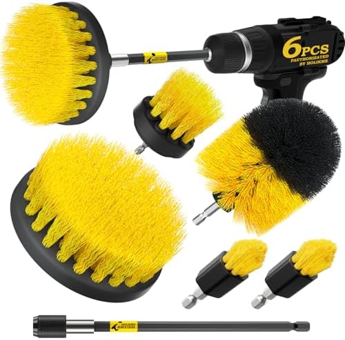 Holikme 6Pc Drill Brush Set - Soft Bristles with Extension for Home Clean by Holikme