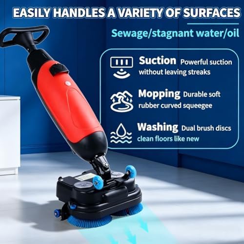 17" Commercial Floor Scrubber Machine, Battery Powered Floor Buffer With 350 RPM Motor, 2.3 Gallon Tank And 2 Brush Heads, Covers 13000 Sqft Per Hour For Industrial Cleaning - Image 4