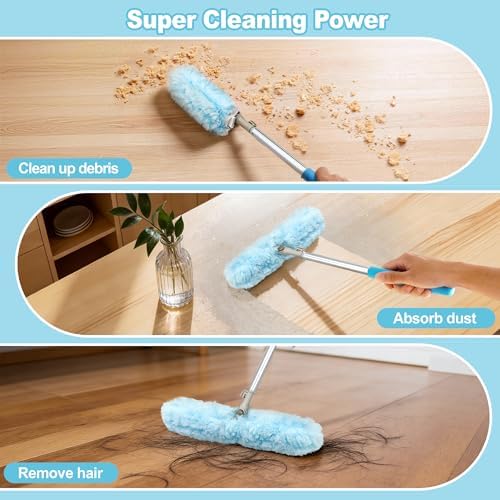 JEHONN Duster with 6 ft Extension Pole, 10 Refills Compatible with Swiffer Super Extendable Handle Heavy Duty Dusting Wand Starter Kit for Cleaning High Ceiling Fan Shelves Vent Window Blind - Image 4