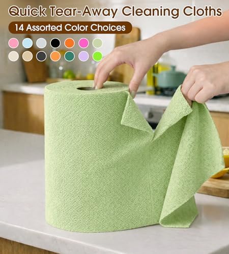 Microfiber Cleaning Cloth Roll, 100 Pack 12 x 12 Inch Tear Away Reusable Paper Towels, Thick Cleaning Towels, Absorbent Lint Free Washable Rags for Kitchen, Car, Garage and Workshop - Bean Green - Image 6