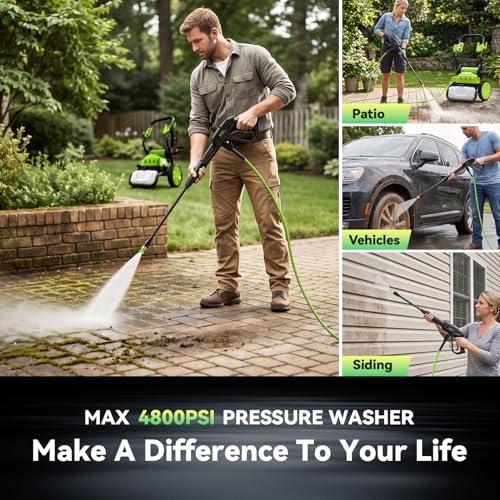 MAX 4800PSI 10" Wheels Electric Pressure Washer, 3LFoam Bottle Professional - Image 4