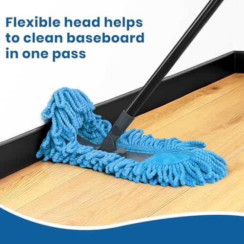 19 Inch Dust Mops for Floor Cleaning with 2 Mop Refill Pads Floor Duster with 58” Long Handle Microfiber Sweeper for Hardwood Tile Baseboard - Image 4