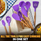 12 Pcs Purple Kitchen Accessories Set with Holder, Silicone Heads - Image 5