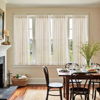 jinchan Linen Pinch Pleated Back Tab Tier Curtains, 38x63, Natural - Image 3