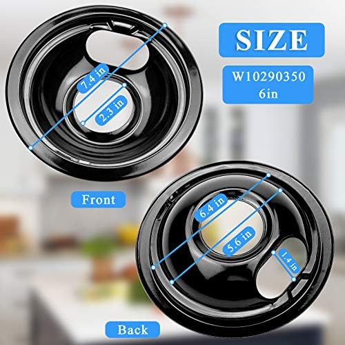 Black Stove Drip Pans for Whirlpool Amana Set of 4-3 6 in 1 8 inch - Image 2