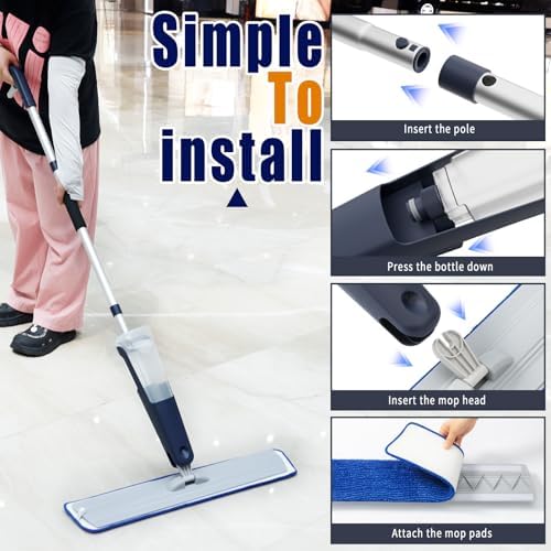 Spray Mops for Floor Cleaning, Commercial Dust Mops, Blue, 1-Pack - Image 6