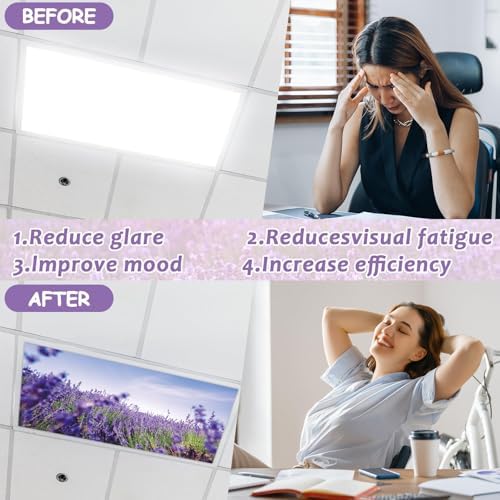8 Pcs Fluorescent Light Covers with 80 Magnets Decorative for Classroom Ceiling Light 4 x 2 Feet Magnetic Light Covers Filter Easy Install for Office Hospitals & Home Drop Ceiling Supplies （Lavender） - Image 3