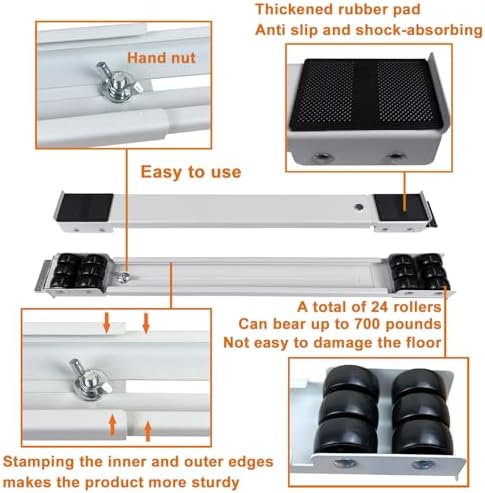 Appliance Rollers Heavy Duty,Max 32in,Second Generation Extendable Appliance Rollers Mobile Washing Machine Base Easily Move Washing Machines, Dryers, Refrigerators, Furniture (White) - Image 6